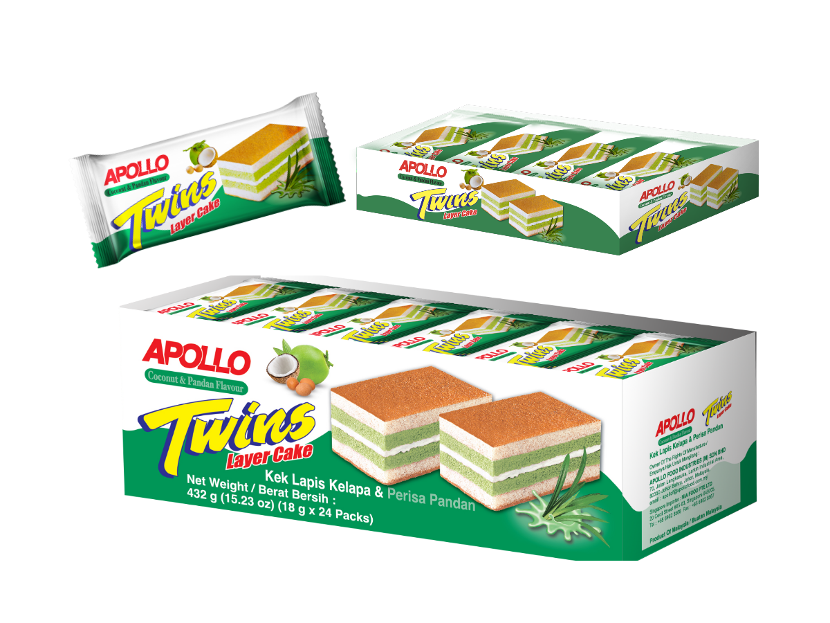 APOLLO Coconut & Pandan Flavour Twins Layer Cake - Image 2